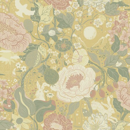 Manhattan Comfort Garfield Vxa Butter Rabbits  Rosehips 33 ft L X 209 in W Wallpaper BR4111-63014